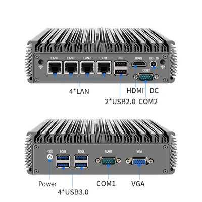 Mini pc industrial fanless 4 lan rj45 giga quad core j4125 core i3 i5 i7 mini pc industrial fanless