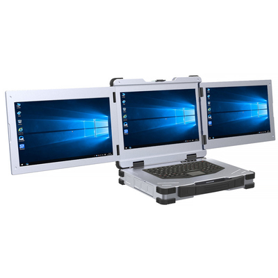 Computadores portáteis robustos com monitor de 3 telas militares de 15,6 polegadas