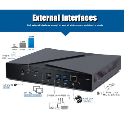 Computador duplo industrial do PC de LAN Mini do gigabit da exposição do SSD 256GB do PC 8GB DDR4 Nvme M.2 da vitória 10 pro Inte1 I9 9880H mini